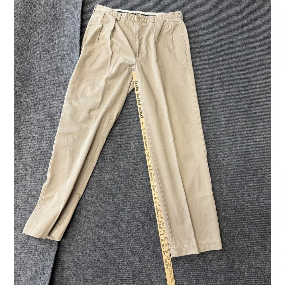 Polo Ralph Lauren Andrew Pants Mens Size 35x32 Khaki Vintage Baggy Pleated Chino